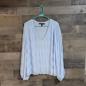 White House Black Market Light Blue Blouson Sleeve Blouse - Size XL